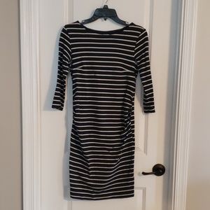 H&M Maternity Dress - Navy and White Stripe S